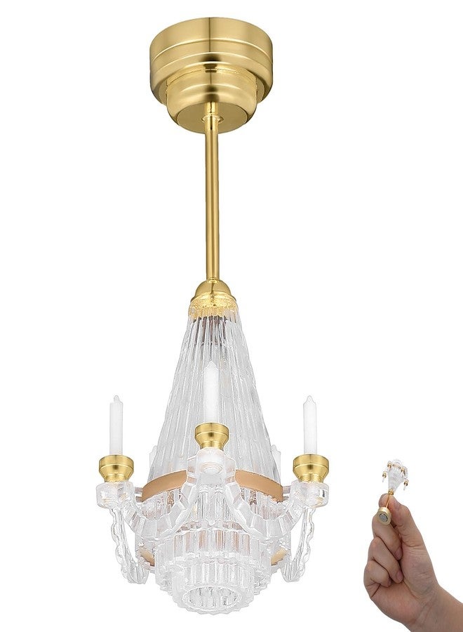 Sewroro Dollhouse Miniature Chandelier Led Candle Light 1:12 Scale Dollhouse Accessories Indoor Outdoor Ceiling Decor Miniature Decorations - Image 1