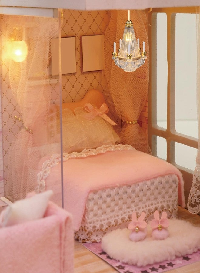 Sewroro Dollhouse Miniature Chandelier Led Candle Light 1:12 Scale Dollhouse Accessories Indoor Outdoor Ceiling Decor Miniature Decorations - Image 2