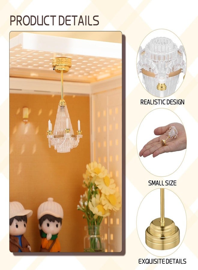 Sewroro Dollhouse Miniature Chandelier Led Candle Light 1:12 Scale Dollhouse Accessories Indoor Outdoor Ceiling Decor Miniature Decorations - Image 3