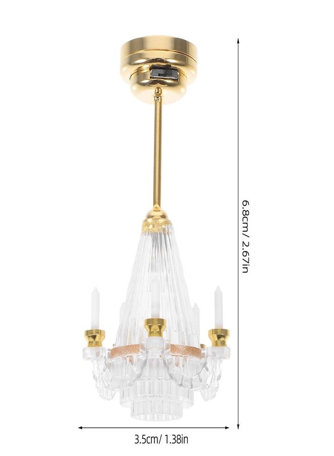 Sewroro Dollhouse Miniature Chandelier Led Candle Light 1:12 Scale Dollhouse Accessories Indoor Outdoor Ceiling Decor Miniature Decorations - Image 4