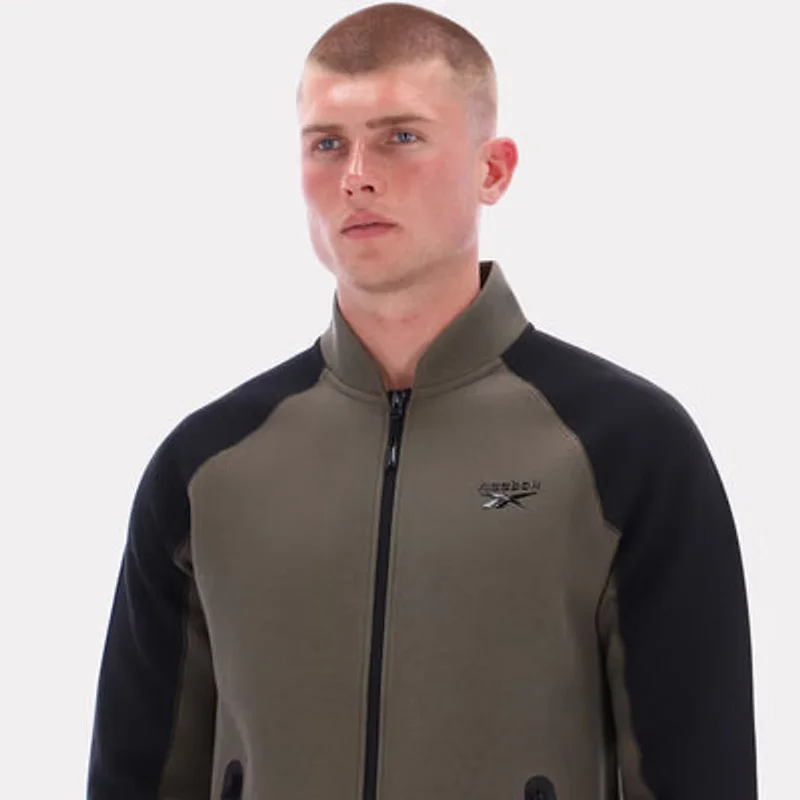 Reebok Army Green/Black Reebok Contrast Panel Bomber Men's Jacket for Men | Best Price UAE