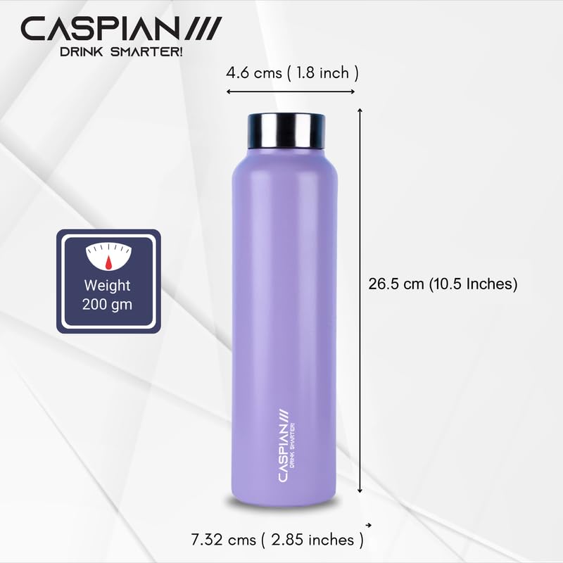 CASPIAN /// Astra Stainless Steel Water Bottle (Purple L Green & Pink, 1 Litre, Set of 3)| Leak Proof Thunder for Fridge Home Office Travel School Kids Boys Girls Adults Sports Gym Yoga - Image 2