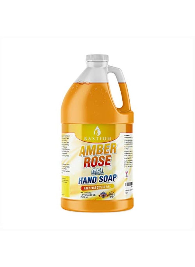 Bastion Bastion Antibacterial Hand Soap Amber Rose Gel Hand Wash  Bulk Refill 12 Gallon 64 oz Sweet Warm Amber Rose Scent Bulk Hand Wash Nontoxic Made In The USA Half Gallon  64 oz 