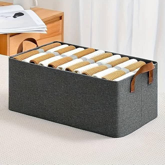 Stylish Clothes Organizer: Perfect Storage Solution for Bedroom, Linen Fabric Basket, Foldable Bin with Handle Generic