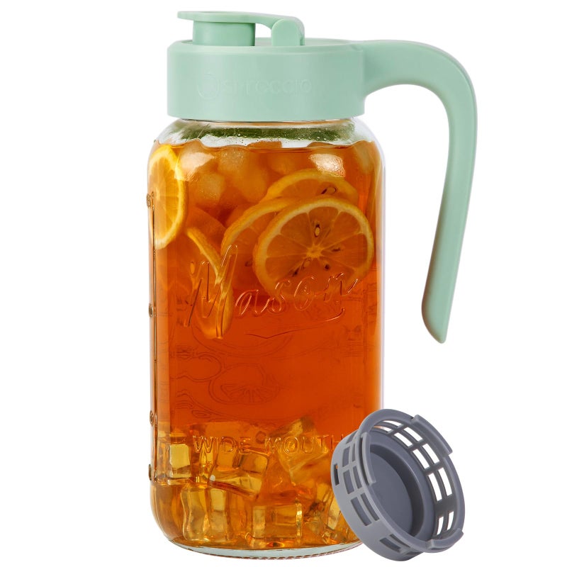 Spreccio Mason Jar Pitcher with Tea Filter Airtight Leakproof Glass Pitcher with Lid 64 oz Sun Tea Glass Jar for Outside Perfect for Sun Tea Lemonade and iced Tea - Image 2