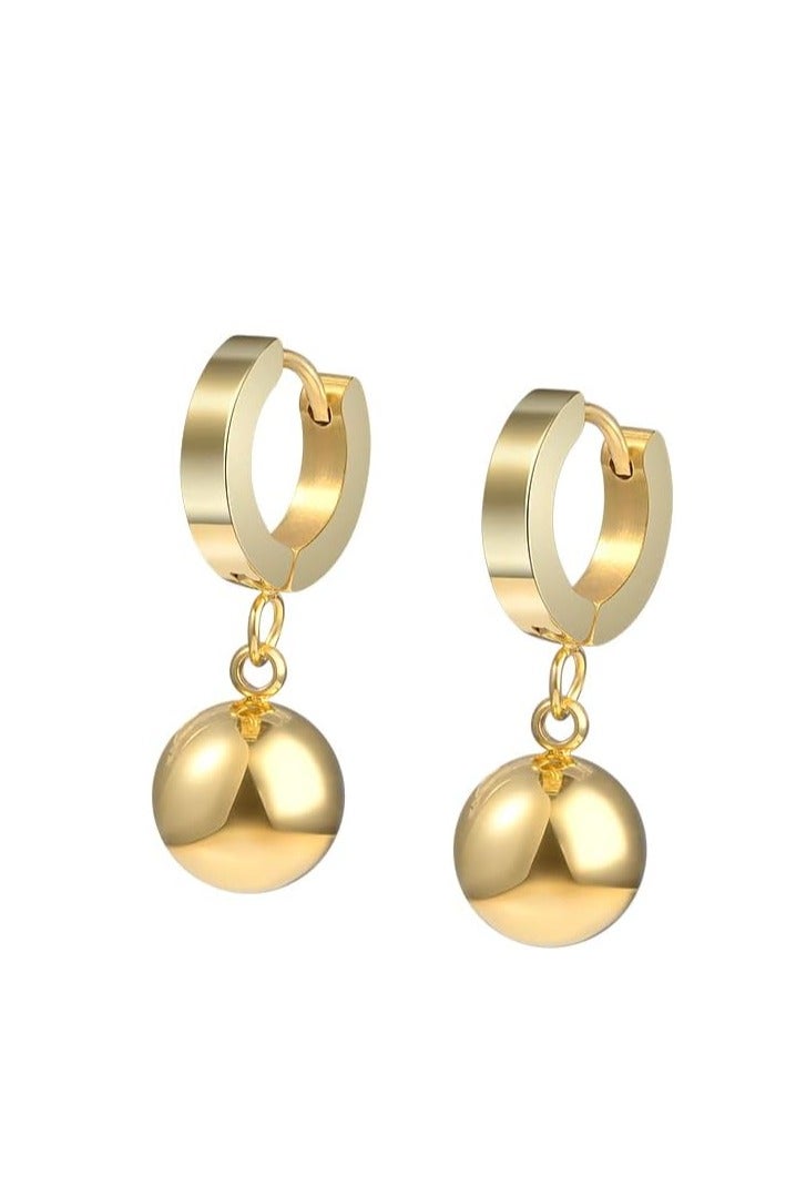 Luxuria Polished Stainless Steel Carnelian Ball Drop Earrings - Image 1