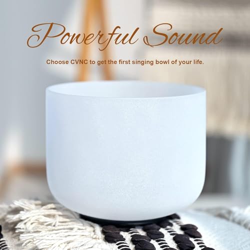 CVNC 432Hz 8 Inch A Note Third-eye Chakra Frosted Quartz Crystal Singing Bowl with Mallet and O-ring for Sound Healing Meditation - Image 4