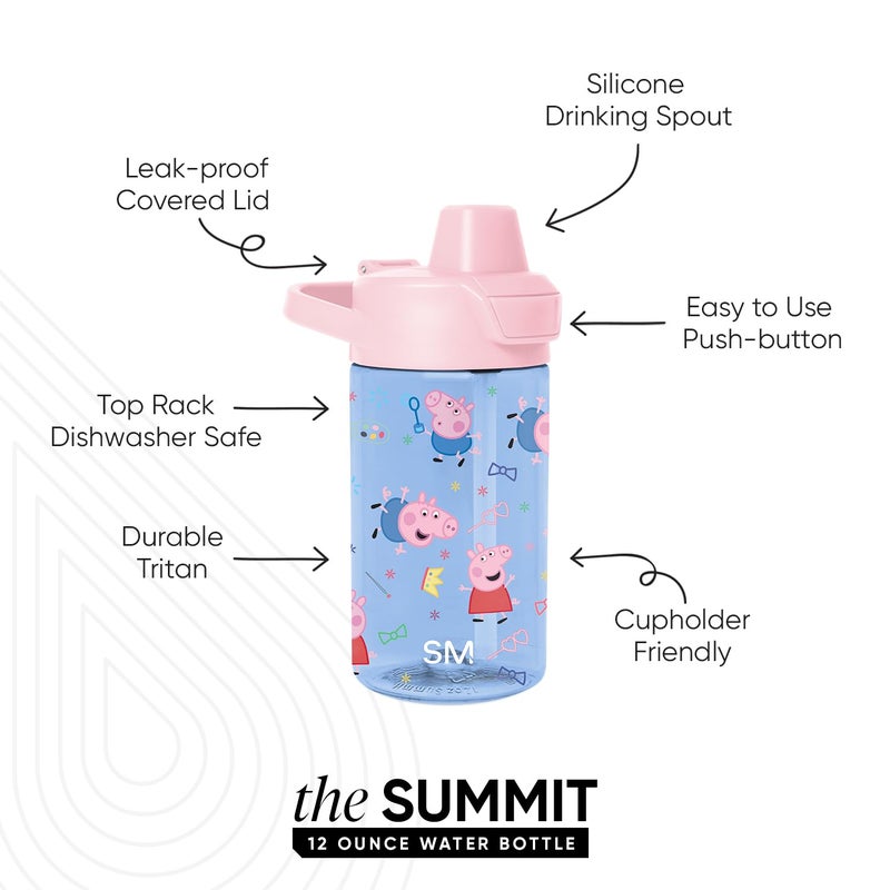 Simple Modern Peppa Pig Kids Tritan Plastic Summit Water Bottle | 12 oz BPA-Free Cup with Covered Leak Proof Straw Lid for Girls, Toddlers | Bubbles - Image 2