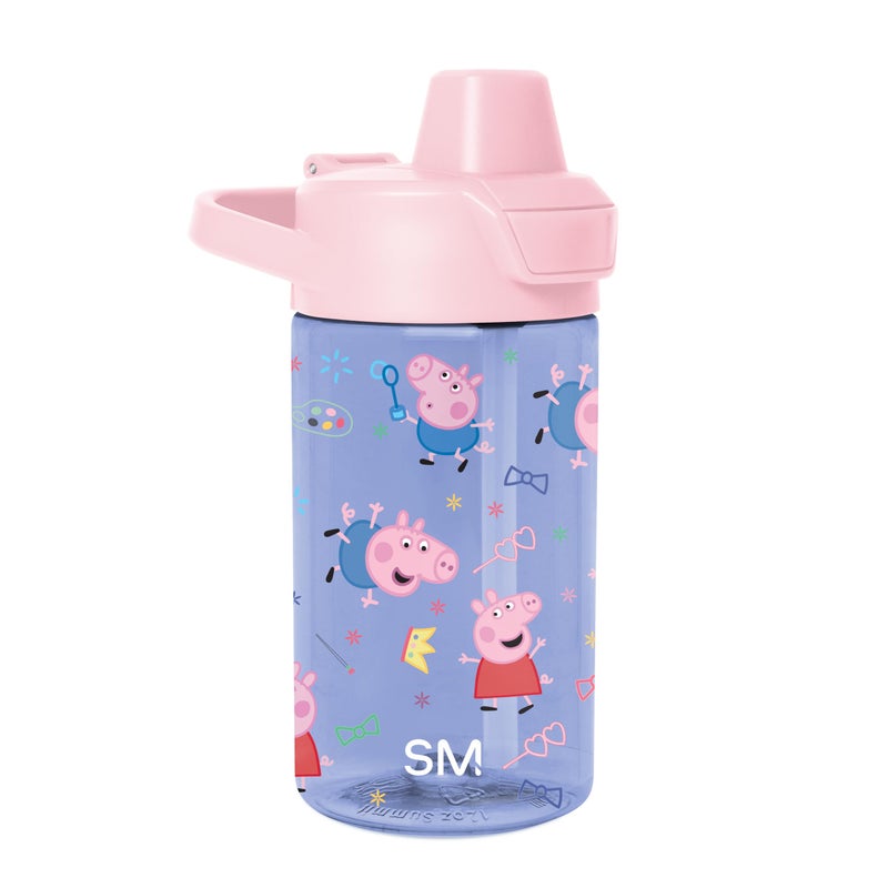 Simple Modern Peppa Pig Kids Tritan Plastic Summit Water Bottle | 12 oz BPA-Free Cup with Covered Leak Proof Straw Lid for Girls, Toddlers | Bubbles - Image 1