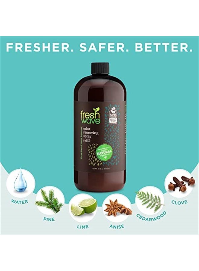 Fresh Wave Odor Eliminator Spray & Air Freshener Refill, 32 fl. oz. | Original Scent Spray Refills For Up To 4 8oz. Spray Bottles | Safer Odor Relief | Natural Plant-Based Odor Eliminator - Image 4