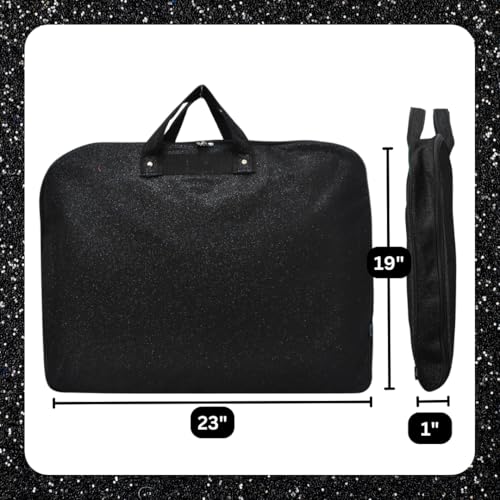NGIL Glitter Cheer Dance and Competition Travel Companion Hanging Garment Bag for Girls (Black-Glitter) - Image 3