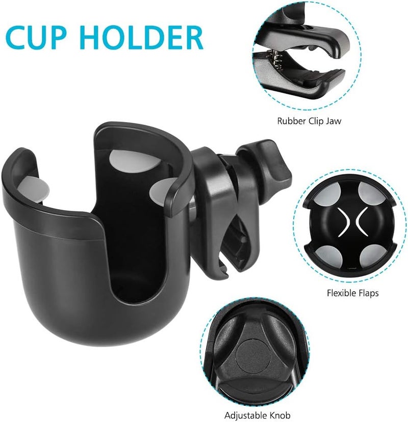 accmor Stroller Cup Holder, Universal Cup Holder for Uppababy Nuna Doona Strollers, Bottle Drinks Holder for Wheelchair, Walker, Bike, Scooter, 2 Pack - Image 4