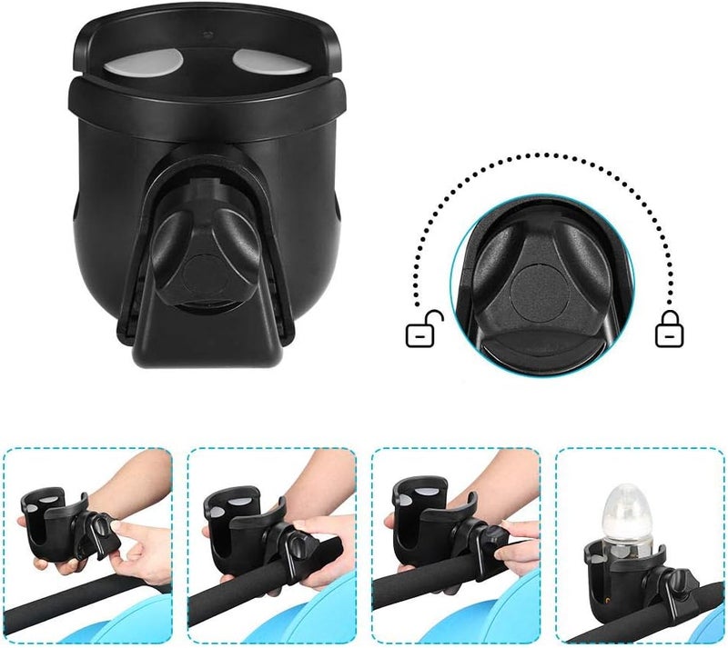 accmor Stroller Cup Holder, Universal Cup Holder for Uppababy Nuna Doona Strollers, Bottle Drinks Holder for Wheelchair, Walker, Bike, Scooter, 2 Pack - Image 5
