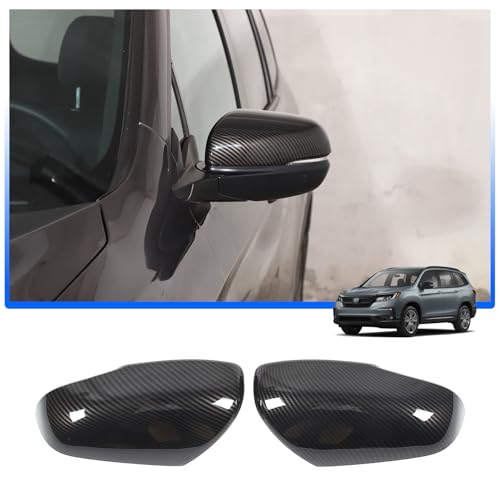 Qiosreui Side Rearview Mirror Cover Trim for Honda Pilot 2016-2022/ Ridgeline 2020-2023/ Passport 2019-2023, Exterior Rear View Mirror Cover Caps Guard Shell, Side Door Wing Mirrors Cap Housing (Carbon Fiber) - Image 2