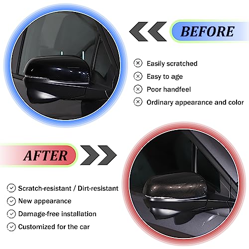 Qiosreui Side Rearview Mirror Cover Trim for Honda Pilot 2016-2022/ Ridgeline 2020-2023/ Passport 2019-2023, Exterior Rear View Mirror Cover Caps Guard Shell, Side Door Wing Mirrors Cap Housing (Carbon Fiber) - Image 3