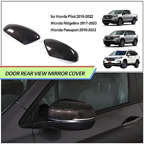 Qiosreui Side Rearview Mirror Cover Trim for Honda Pilot 2016-2022/ Ridgeline 2020-2023/ Passport 2019-2023, Exterior Rear View Mirror Cover Caps Guard Shell, Side Door Wing Mirrors Cap Housing (Carbon Fiber) - Image 4