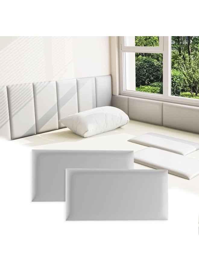 Relex 3D Anti-Collision Wall Padding for Kids, Grey Peel and Stick Headboard Pack of 4 Panels Sized 7.8" x 15.7", Self-Adhesive Panels for Bedroom/Living Room Upholstered Wall - Image 1