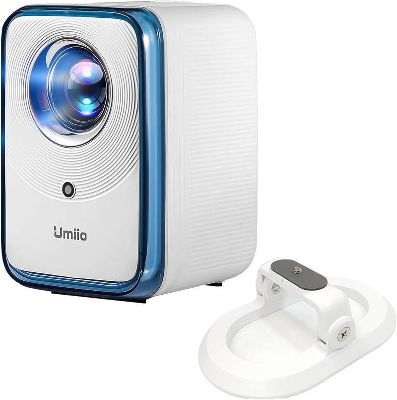 U20 Portable Video Projector, 200 ANSI Lumens, 2.4/5G WiFi/Bluetooth/HDMI/USB/Audio, Built-in Speaker, 4K Android Projector For Movie Music TV Game Casting with Stand (White) - Image 1