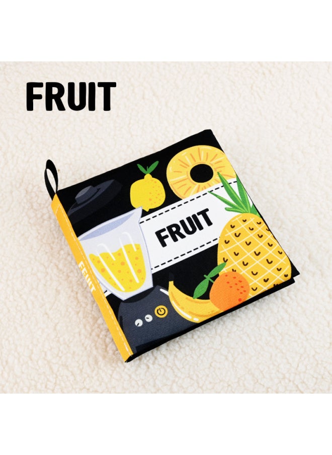 Products Listed Black And White Cognitive Cloth Baby Can't Tear Bite Books Baby Enlightenment Early Education Toys-Color:Fruits In English]  - Image 1