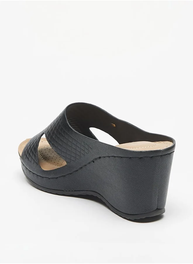 فلورا بيلا من شو إكسبرس Textured Slip-On Sandals with Wedge Heels