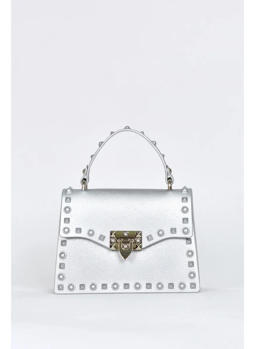 Elatae Women's Shoulder Strap Silicone Crossbody Bag Silver 26659
