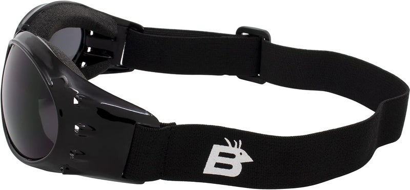 Birdz Eyewear Eagle Motorcycle Goggles - Black Frame with Smoke Lens - Image 3