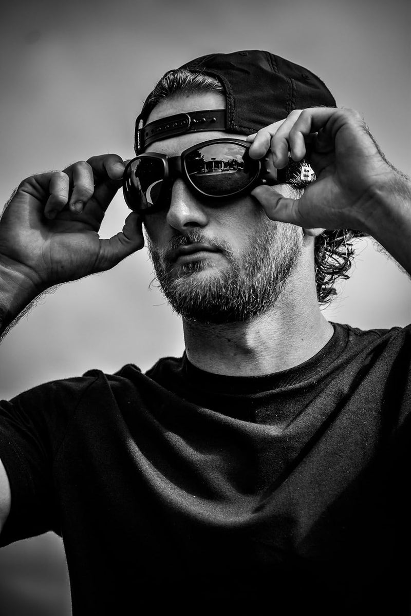 Birdz Eyewear Eagle Motorcycle Goggles - Black Frame with Smoke Lens - Image 4