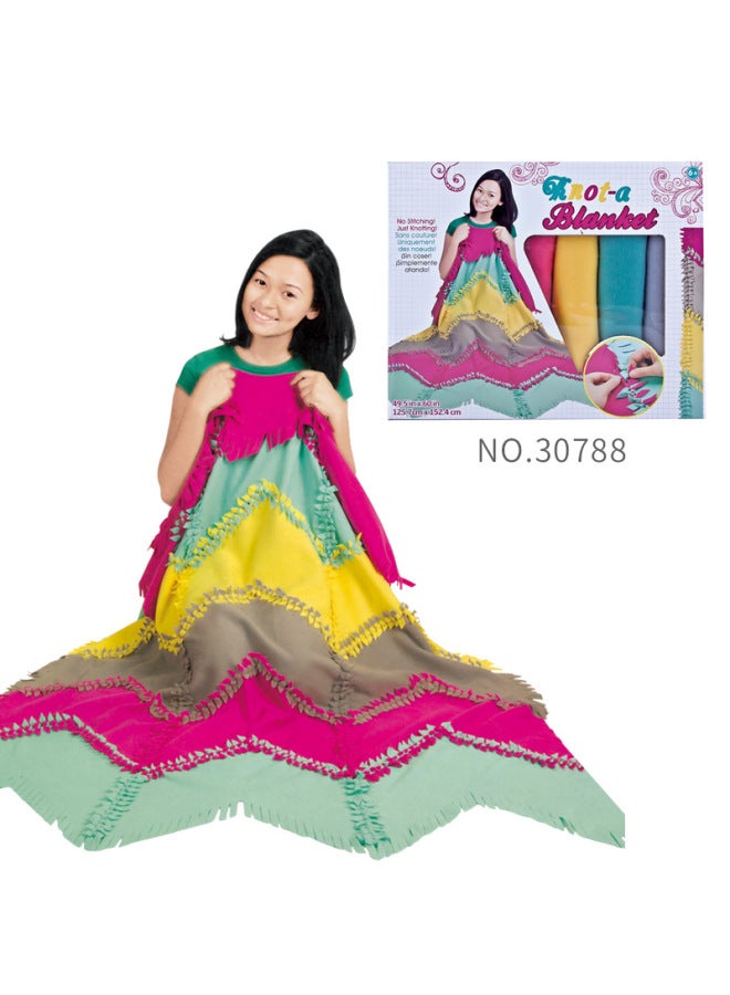 Children's Handmade Diy Material Bag Parent-child Interactive Weaving Game Intelligence Toys Stitching Fabric Knotted Quilt-Color:30788diy Skirt Quilt  - Image 1
