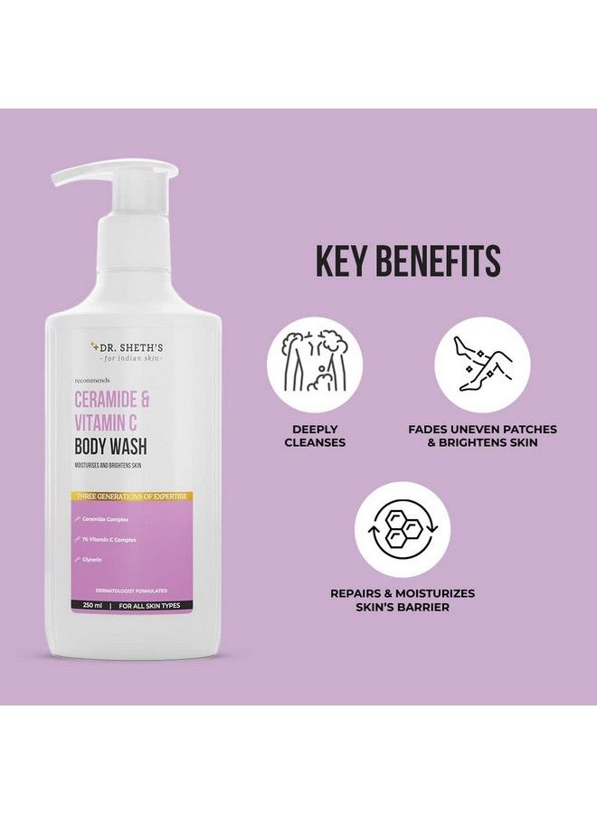 Dr. Sheth's Ceramide & Vitamin C Brightening Body Wash ; Hydrating & Refreshing Shower Gel ; With Glycerin ; Deeply Cleanses & Moisturizes ; Suits All Skin Types ; Men & Women ; 250 Ml  - Image 4