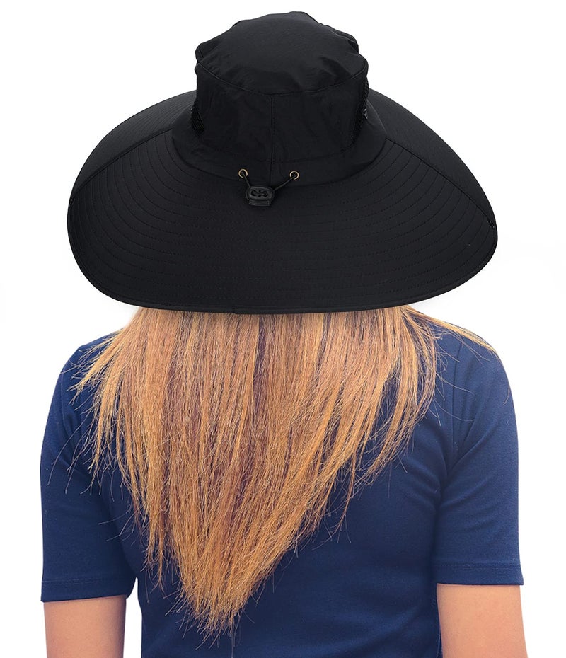 Leotruny Women Super Wide Brim Sun Hat UPF50+ Waterproof Bucket Hat for Fishing, Hiking, Camping (C04-black) - Image 2