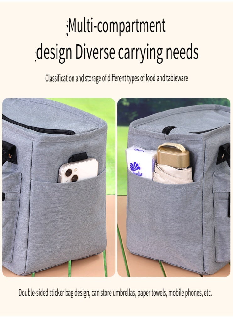 Reusable Multi Pocket Wear Resistant Insulated Thermal Lunch Box Bag with Adjustable and Detachable Shoulder Strap for Adult Girls Men, Thickened Pearl Cotton Large Capacity Leakproof Bento Lunch Cooler Thermal Tote Food Container for Office School Picnic Travel, Black - Image 4