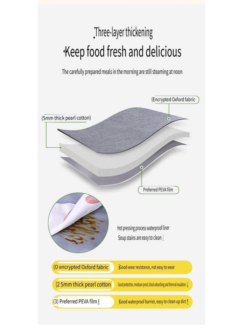 Reusable Multi Pocket Wear Resistant Insulated Thermal Lunch Box Bag with Adjustable and Detachable Shoulder Strap for Adult Girls Men, Thickened Pearl Cotton Large Capacity Leakproof Bento Lunch Cooler Thermal Tote Food Container for Office School Picnic Travel, Black - Image 5