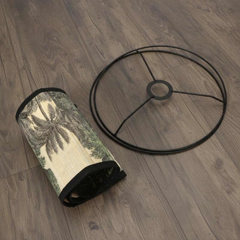 KH866 Printed Lampshade Retro Art Deco Lamp Shade Drum Print Chandelier Cover for E26 E27 Lampholder, Decorative Bamboo Lampshade for Floor Table Hanging Light, 11.8 x 7.9 Inch Vintage Japanese Tropical - Image 4
