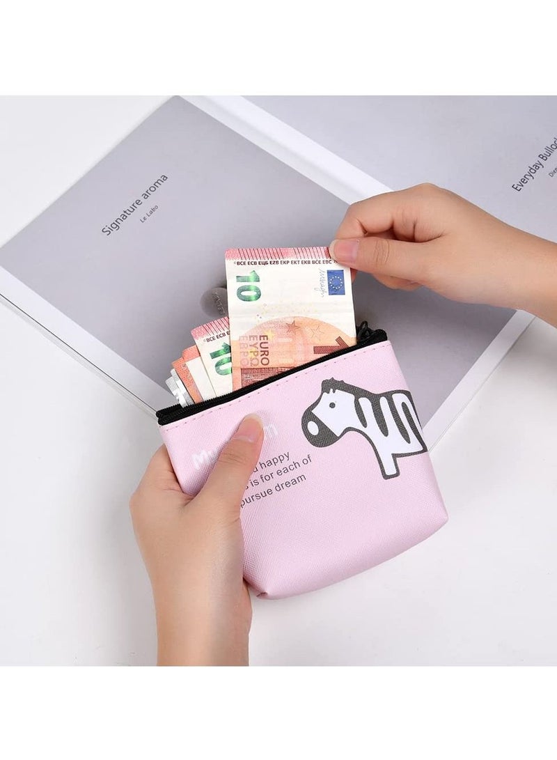 SYOSI 4Pcs Coin Purse, Mini Cartoon Wallet Lovely Animals Purse Oxford Pouch Small Change Bag Portable Creative Coin Purse for Women Girls for Coin, Credit Card, ID Card, Keys, Lipstick - Image 5