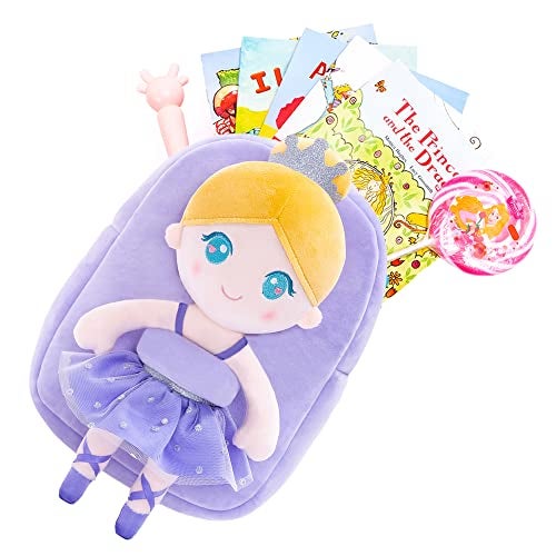 Gloveleya Toddler Backpack with Plush Ballerina Doll – Soft Kids Backpack for Girls, Purple Preschool Bag, Birthday & Holiday Gift, Ballet Party, Dance Class & Back-to-School Companion - Image 1