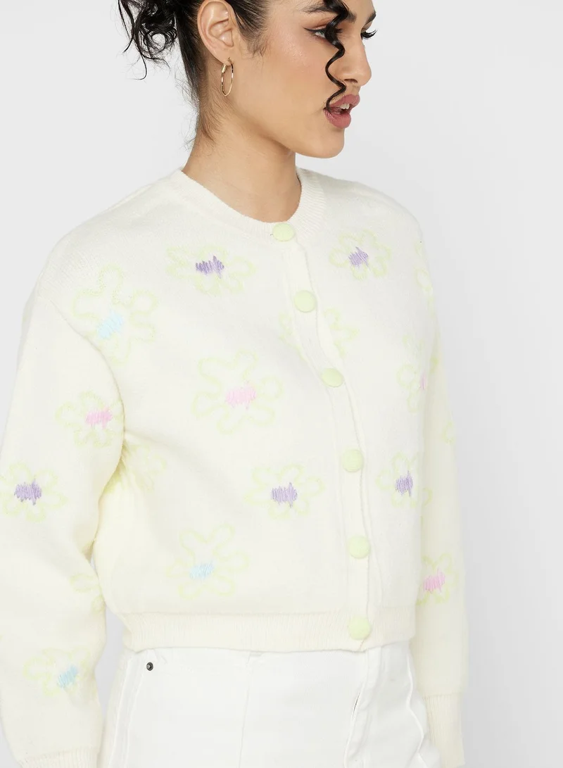ELLA Printed Intarsia Cardigan