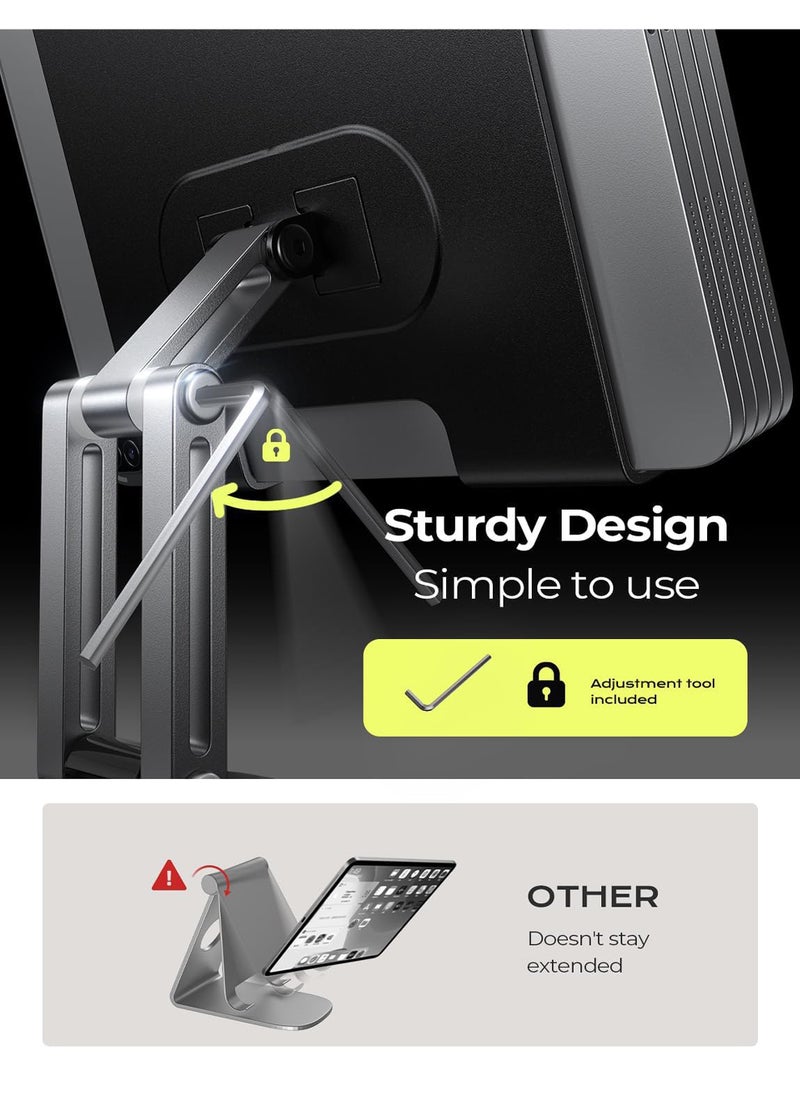 Uwals - for iPad Stand Holder Adjustable Tablet Stand for Desk, Portable Stand Tablet Holder Travel Home Office 2024 iPad Pro Essentials for Table Mount/PS/Switch iPhone - Image 1