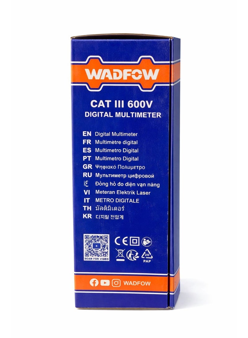 وادفو ملتيميتر رقمي احترافي WADFOW CAT III 600V – 4000 Counts – قياس الجهد والتيار والمقاومة والتردد – جودة عالية - Image 3