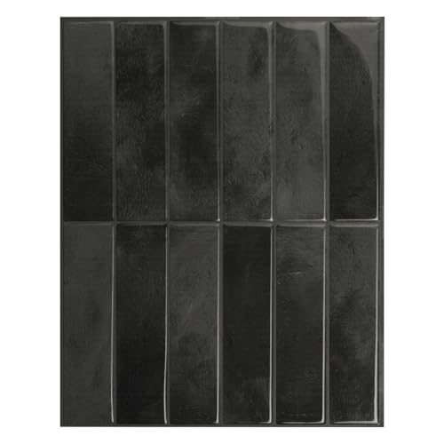 Smart Tiles Peel and Stick Backsplash  5 Sheets of 1143x9  3D Adhesive Peel and Stick Tile Backsplash for Kitchen Bathroom Wall Tile Zaida Black