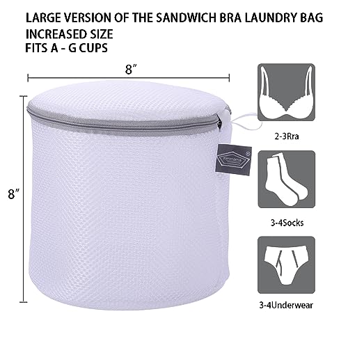 Kimmama Bra Washing Bags for Laundry Lingerie Bags for Washing Delicates Large Bra Laundry Bag for Washing Machine Sandwish Mesh 8x8x8 - Image 3