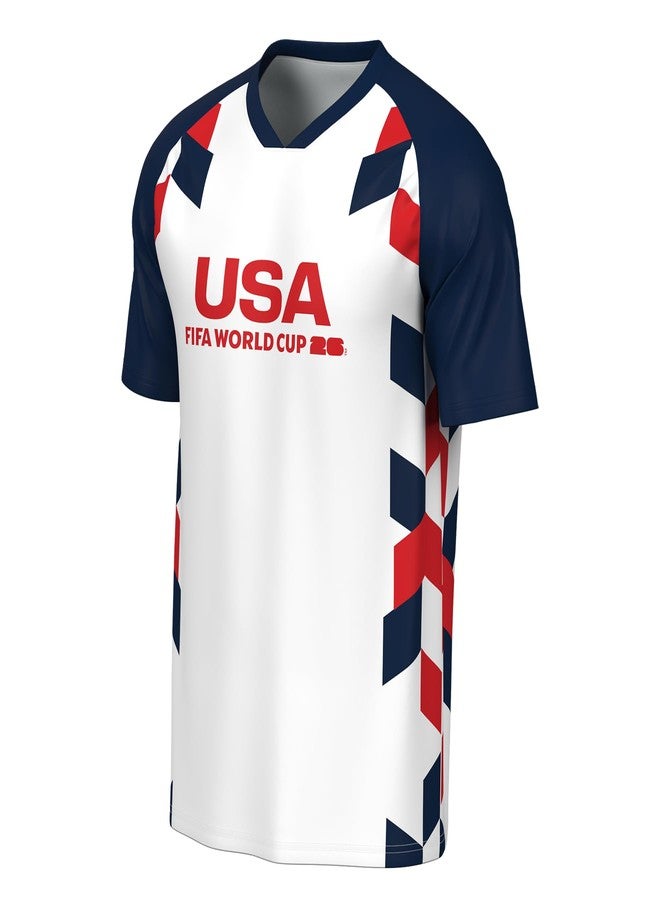 Outerstuff FIFA World Cup 2026 Mens Short Sleeve Sublimated Soccer Fashion Top,USA,Large