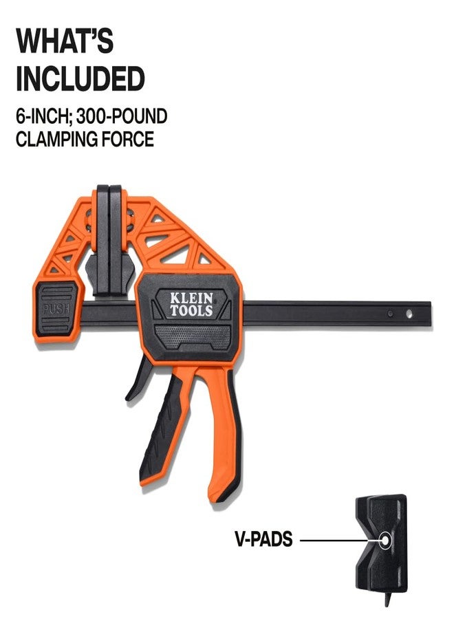Klein Tools 47555 Speed-Klamp 6-Inch, 300-Pound Clamping Force, Clamp/Spreader, Pivoting Pads, One-Handed-Operation for Woodworking and Metal Projects - Image 2