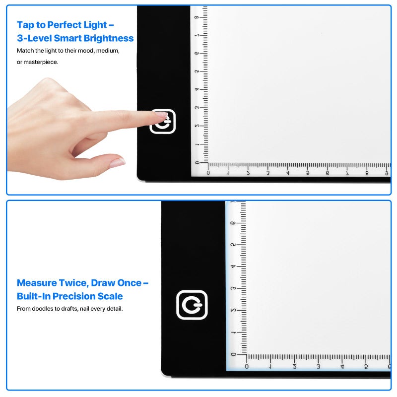 WELLFAR A4 LED Light Box for Tracing and Drawing - Ultra Thin Adjustable Light Table, USB Trace Light UP Pad Screen, Small Copy Board Tracer for Kids Artists, Sketching, Stenciling, and Art Crafting. - Image 5