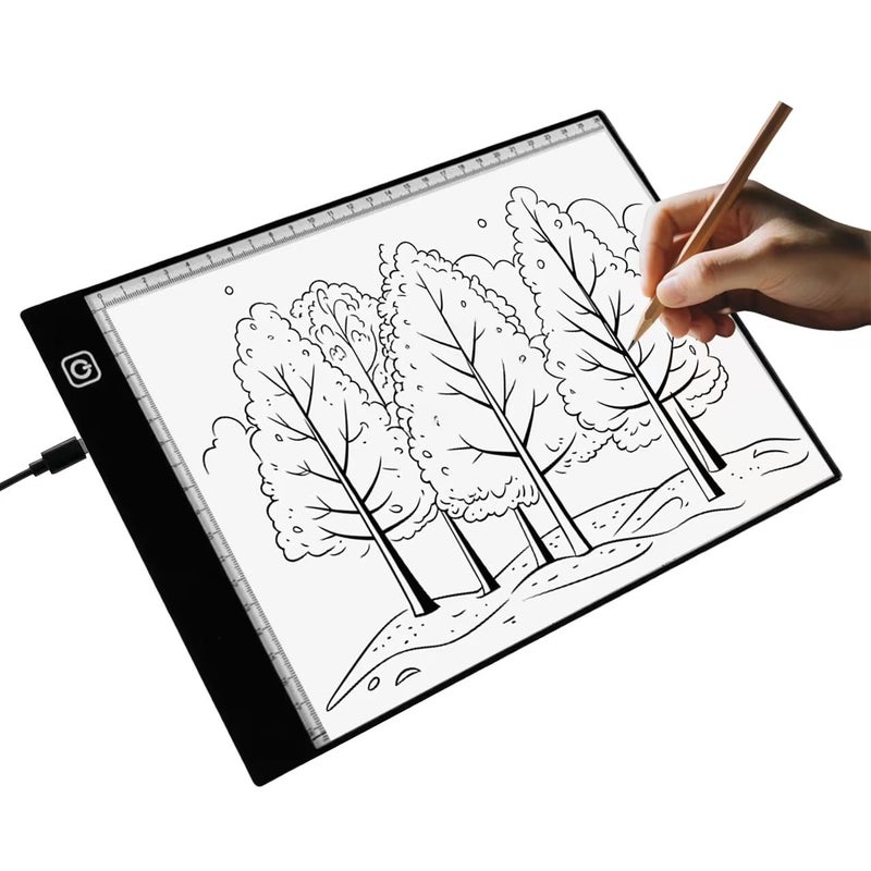 WELLFAR A4 LED Light Box for Tracing and Drawing - Ultra Thin Adjustable Light Table, USB Trace Light UP Pad Screen, Small Copy Board Tracer for Kids Artists, Sketching, Stenciling, and Art Crafting. - Image 1