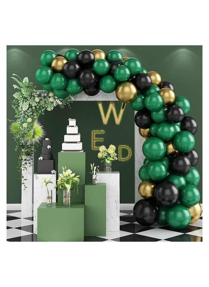 JOLLITY LLC Balloon Arch Garland Kit Dark Green, Black & Metallic Gold Balloons Birthday Decoration Party Supplies for Wedding Baby Shower Bridal Engagement, Anniversary (64 Pcs) - Image 1