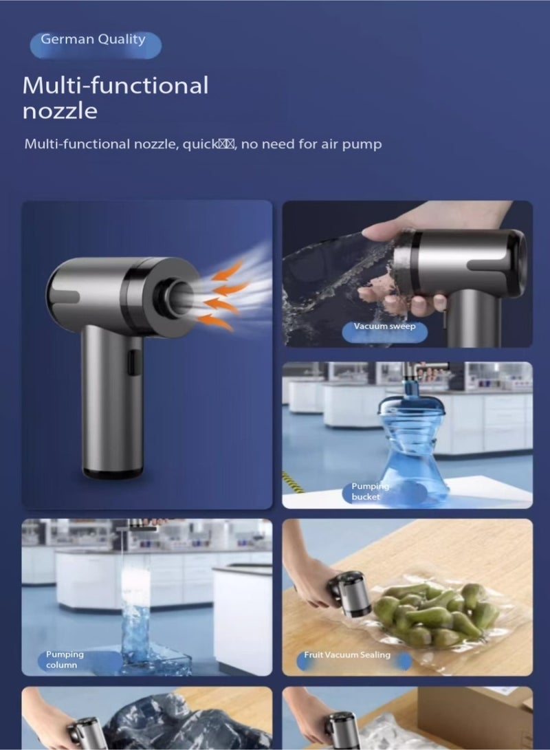 Cordless Handheld Vacuum Cleaner, Portable Mini Car Vacuum, featuring a Type-C fast-charging port, brushless motor, and 4-in-1 accessories. Delivers 12,000Pa suction power, rechargeable, ideal for cars, homes, and offices. - Image 5