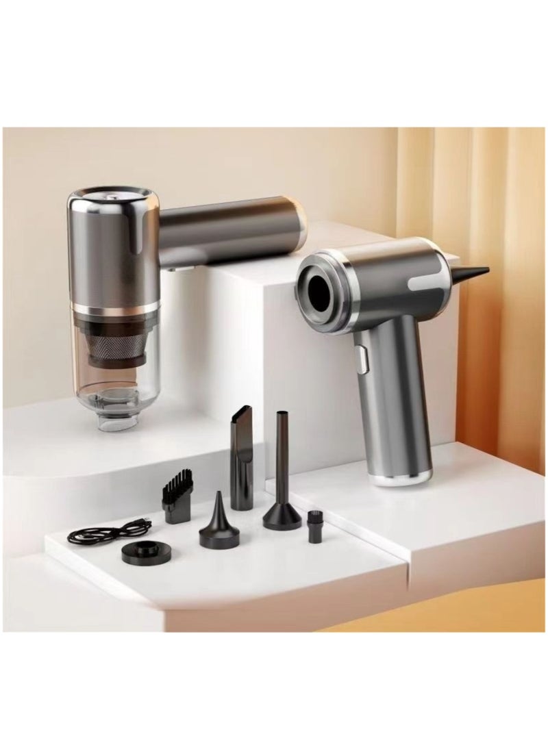 مكنسة كهربائية لاسلكية محمولة باليد، مكنسة كهربائية صغيرة محمولة للسيارة، مزودة بمنفذ شحن سريع من النوع C، ومحرك بدون فرش، وملحقات 4 في 1. توفر قوة شفط تبلغ 12000 باسكال، قابلة لإعادة الشحن، مثالية للسيارات والمنازل والمكاتب. - Image 1