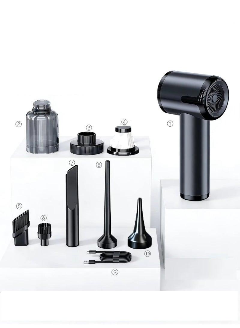 Cordless Handheld Vacuum Cleaner, Portable Mini Car Vacuum, featuring a Type-C fast-charging port, brushless motor, and 4-in-1 accessories. Delivers 12,000Pa suction power, rechargeable, ideal for cars, homes, and offices. - Image 1