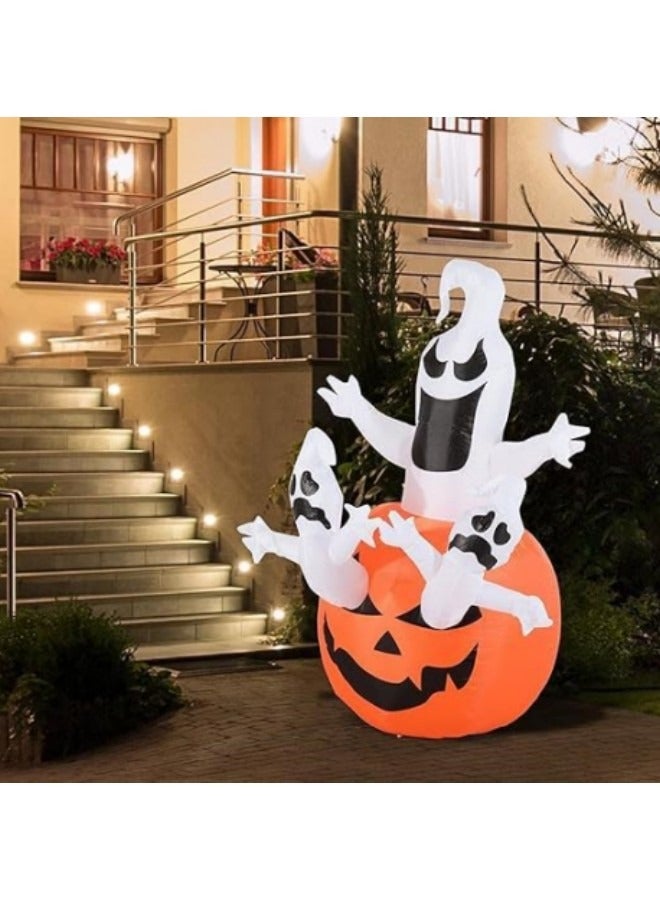 GGEROU 6FT Inflatable Pumpkin with Ghosts Outdoor Decoration Light - Image 4