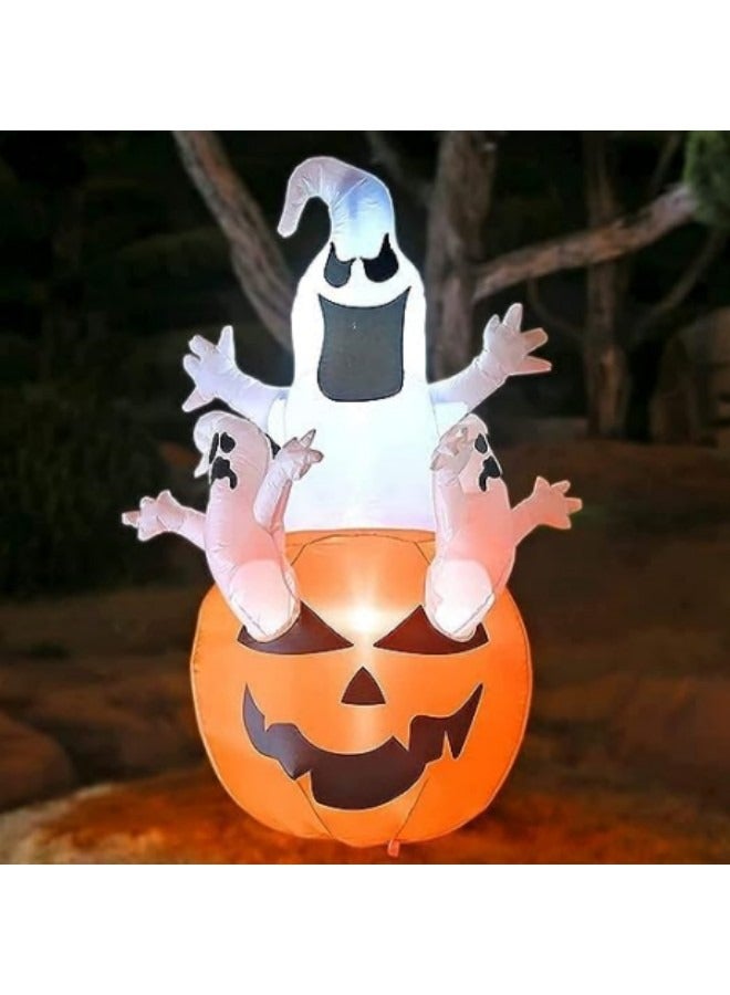 GGEROU 6FT Inflatable Pumpkin with Ghosts Outdoor Decoration Light - Image 2